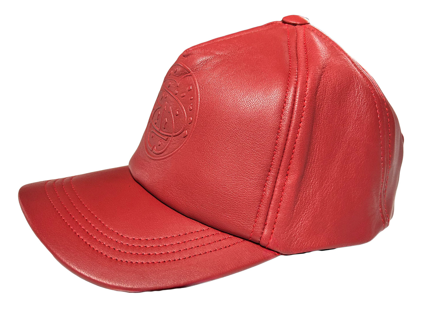 Classic Leather Baseball Hat- Red