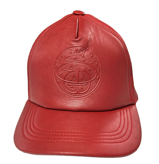 Classic Leather Baseball Hat- Red
